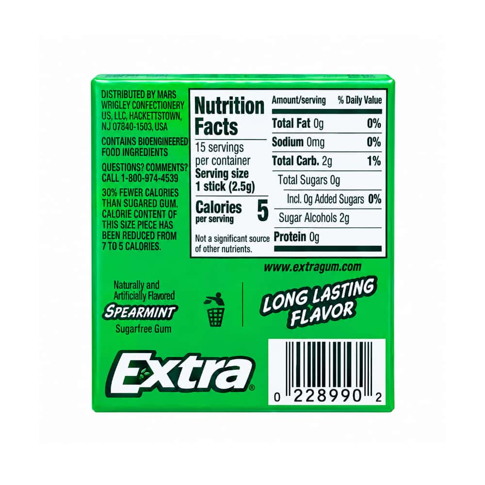 Chicle sin azúcar sabor a menta verde Wrigley's (15 U) - Miniatura 2