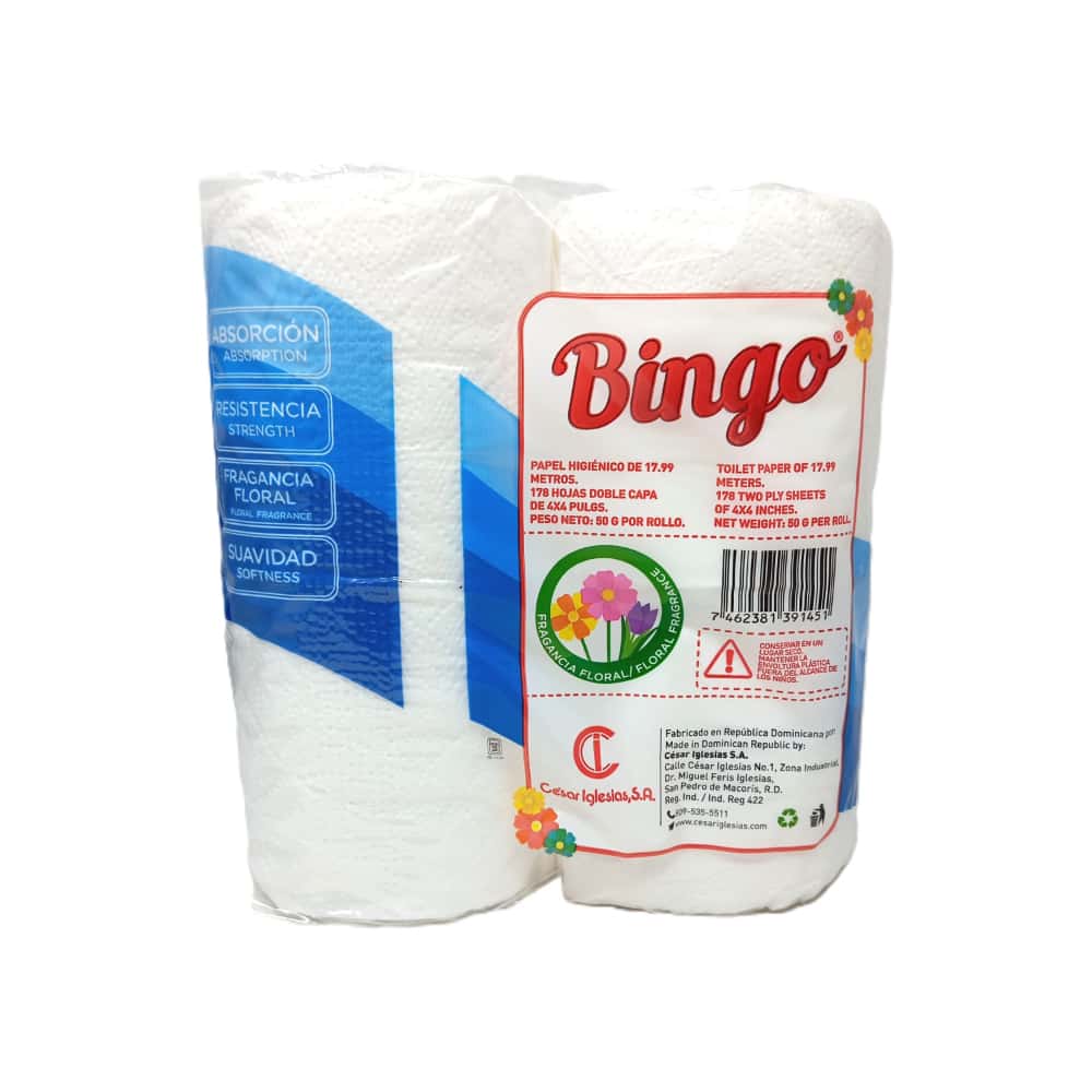 Papel higienico doble hoja perfumado Bingo (4 U) - Miniatura 2