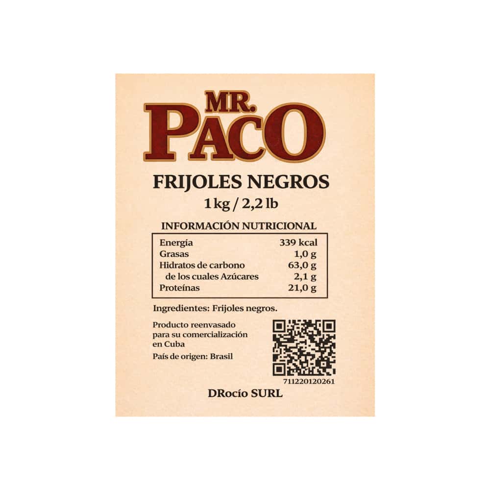 Frijoles negros Mr. Paco (1 kg / 2.2 lb) - Miniatura 2