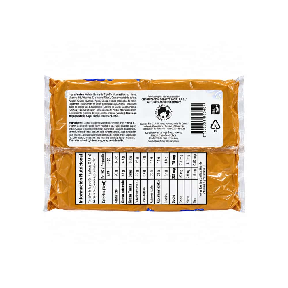 Galletas de chocolate rellenas con crema sabor a vainilla Golozetas (417.6 g / 14.73 oz) - Miniatura 2