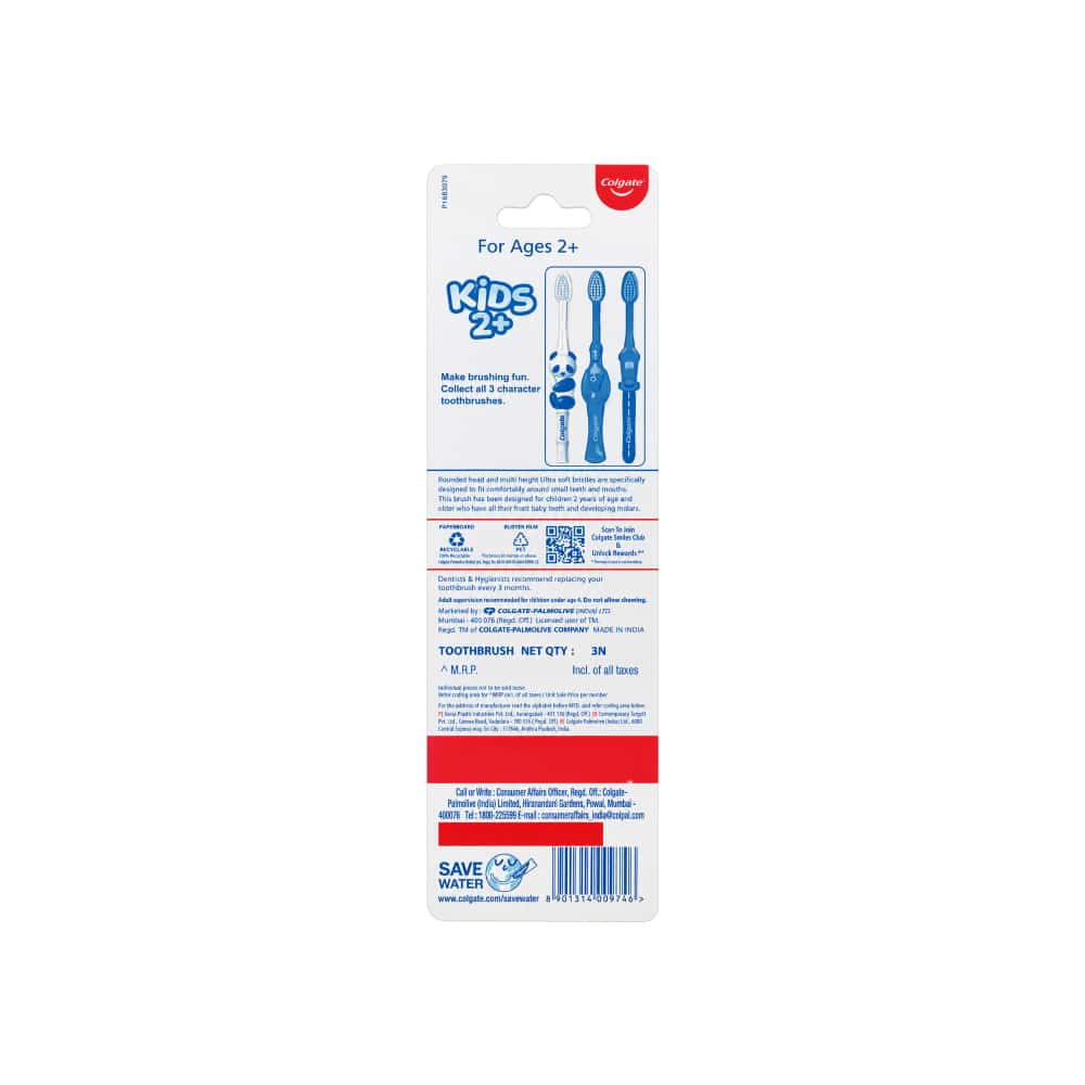 Cepillos dentales infantiles Colgate Kids 2+ Ultra Soft (3 U) - Miniatura 3