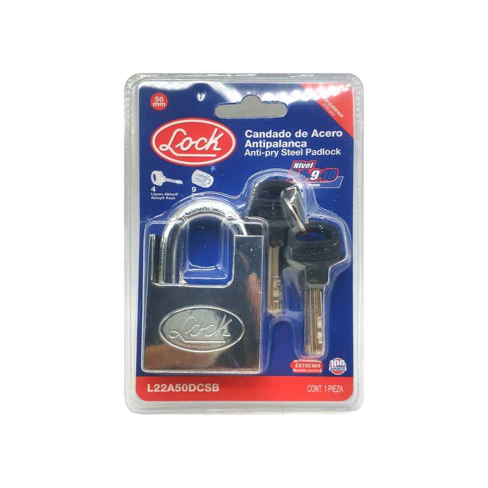 Candado de acero antipalanca doble cerrojo 50 mm con llave de disco Lock L22A50DCSB - Miniatura 2