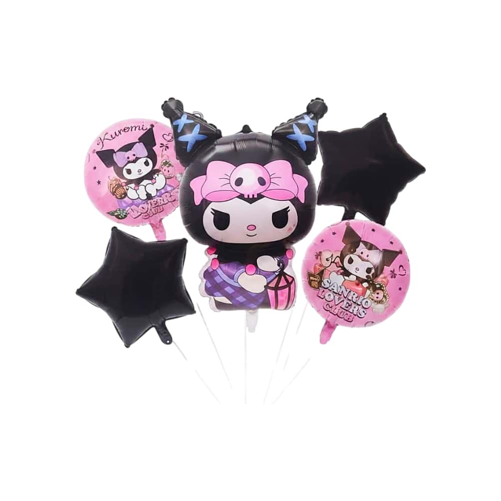 Set de globos temáticos Kuromi Tiara (5 U) - Miniatura 1