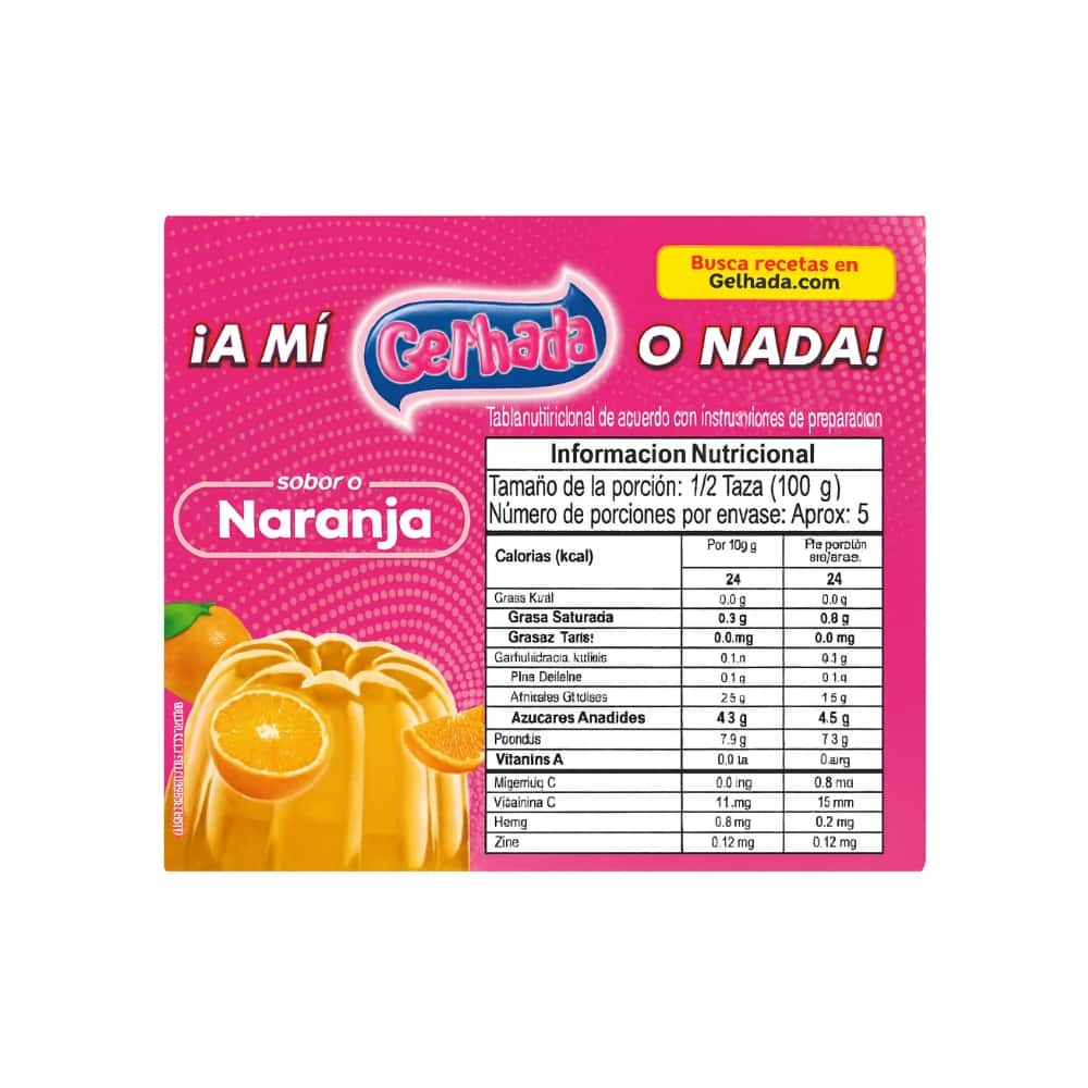 Gelatina sabor a naranja Gel’hada (35 g / 1.23 oz) - Miniatura 2