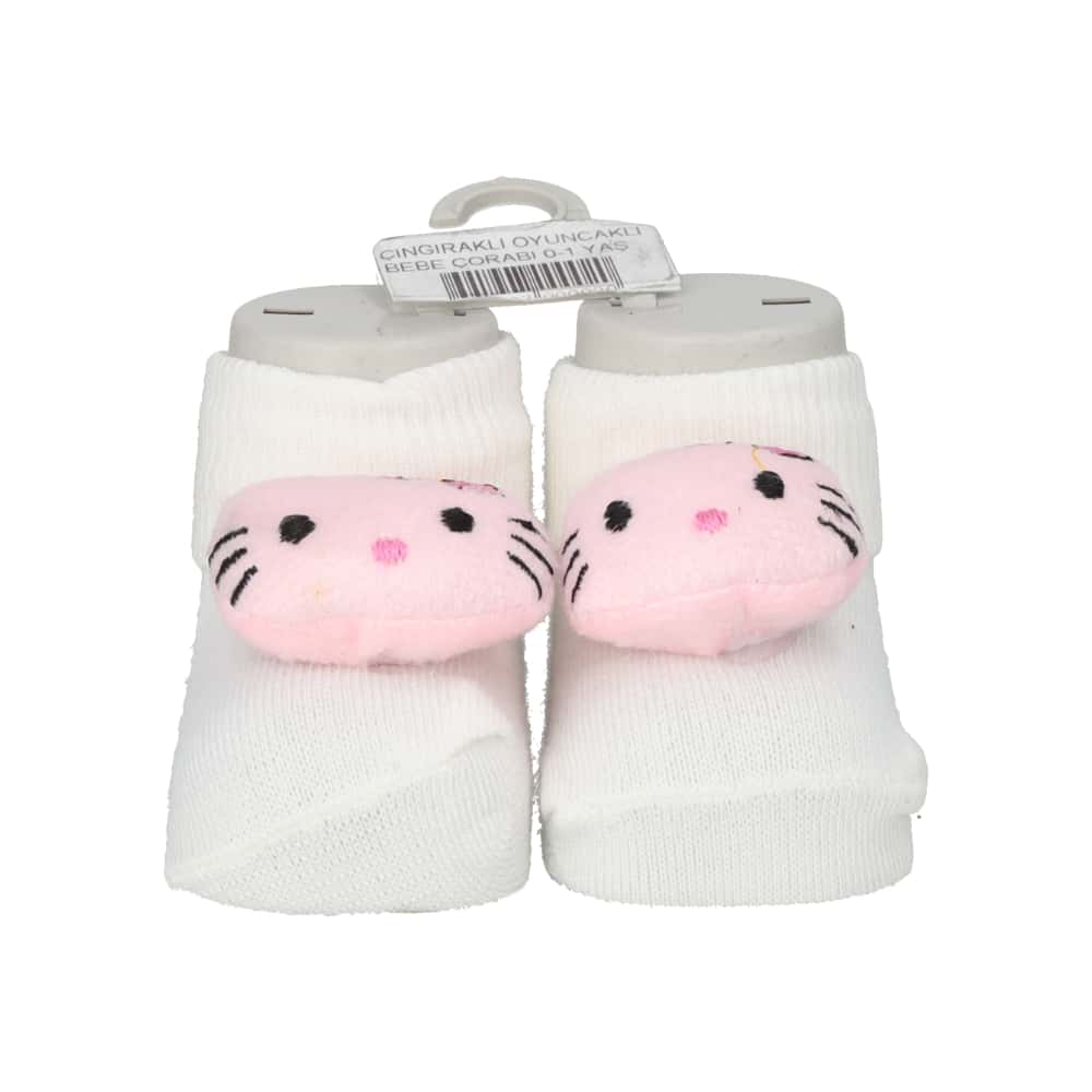 Par de calcetines de color blanco con sonajero de peluche para bebé Ayaydin Miroglio - Miniatura 8