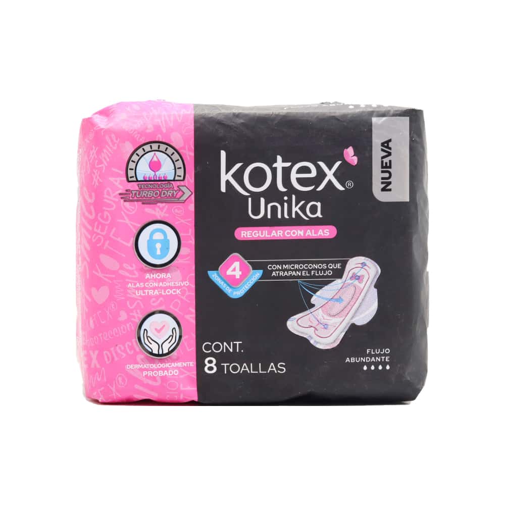 Almohadillas sanitarias regular con alas Kotex Unika (8 U) - Miniatura 3