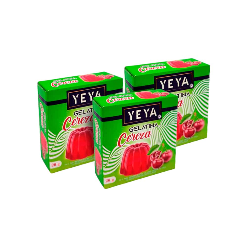 Gelatina sabor cereza YEYA (3 x 20 g) - Miniatura 1