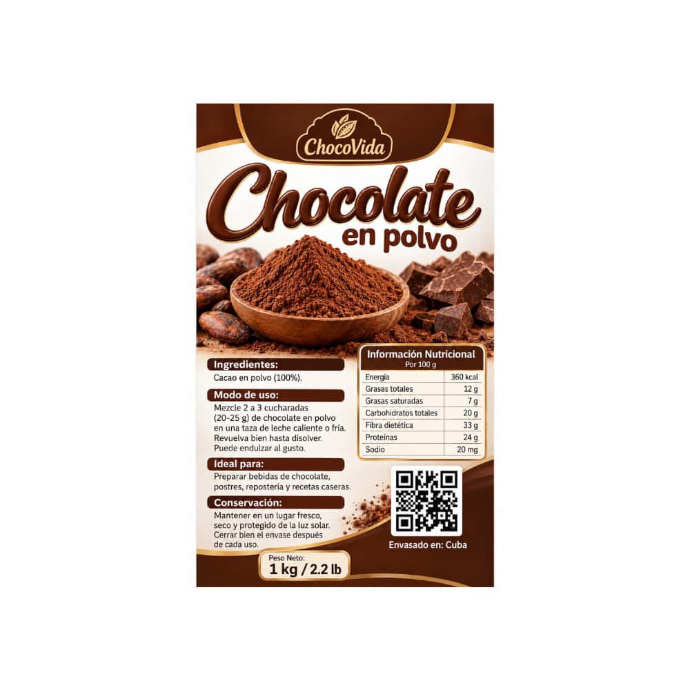 Chocolate en polvo ChocoVida (1 kg / 2.2 lb) - Miniatura 2