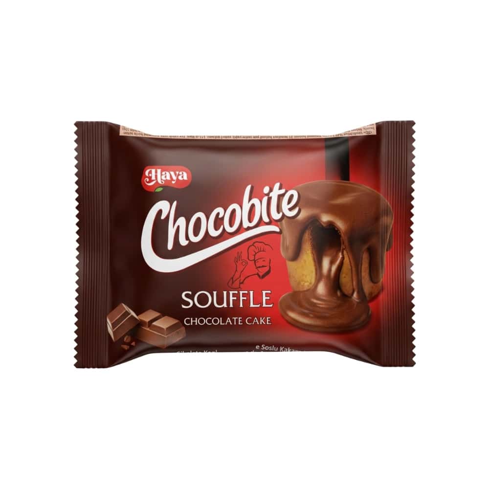 Pastel Souffle relleno y cubierto de crema de chocolate Chocobite Haya (45 g / 1.58 oz) - Miniatura 1