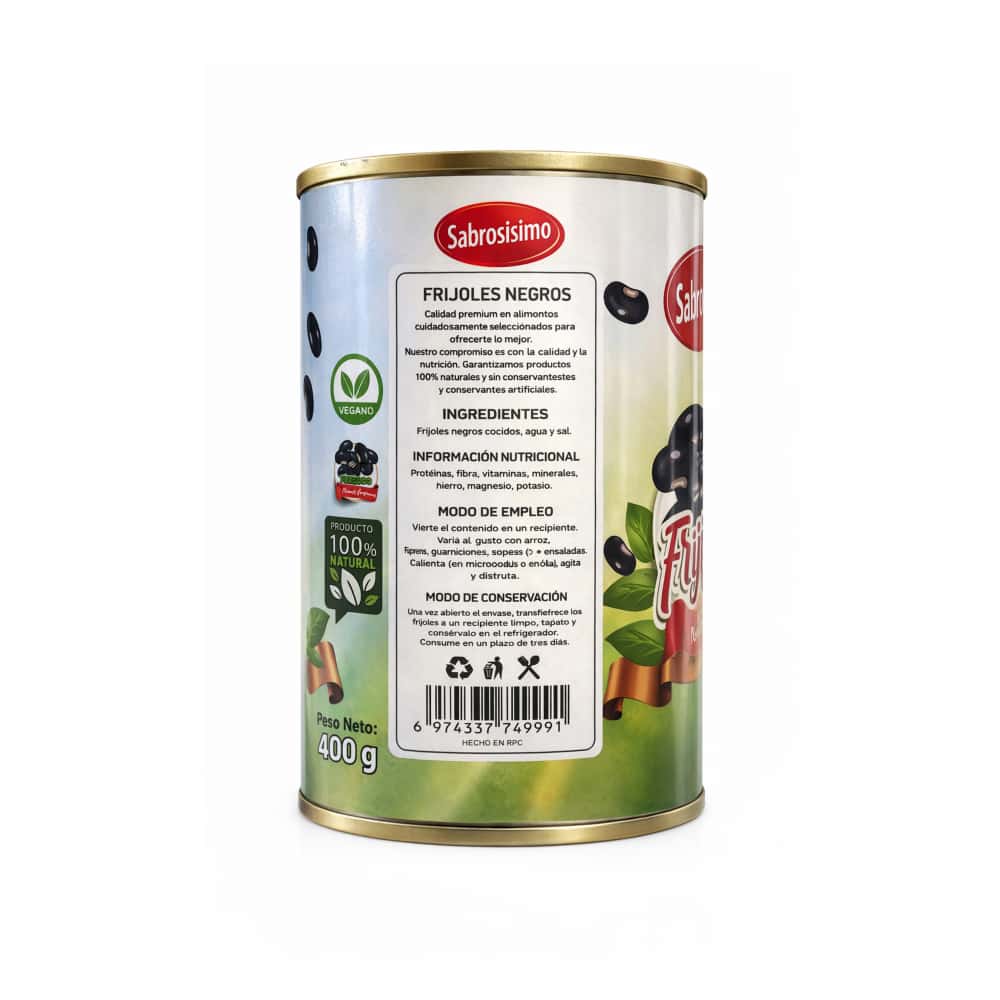 Frijoles negros cocidos Sabrosísimo (400 g / 14.11 oz) - Miniatura 2
