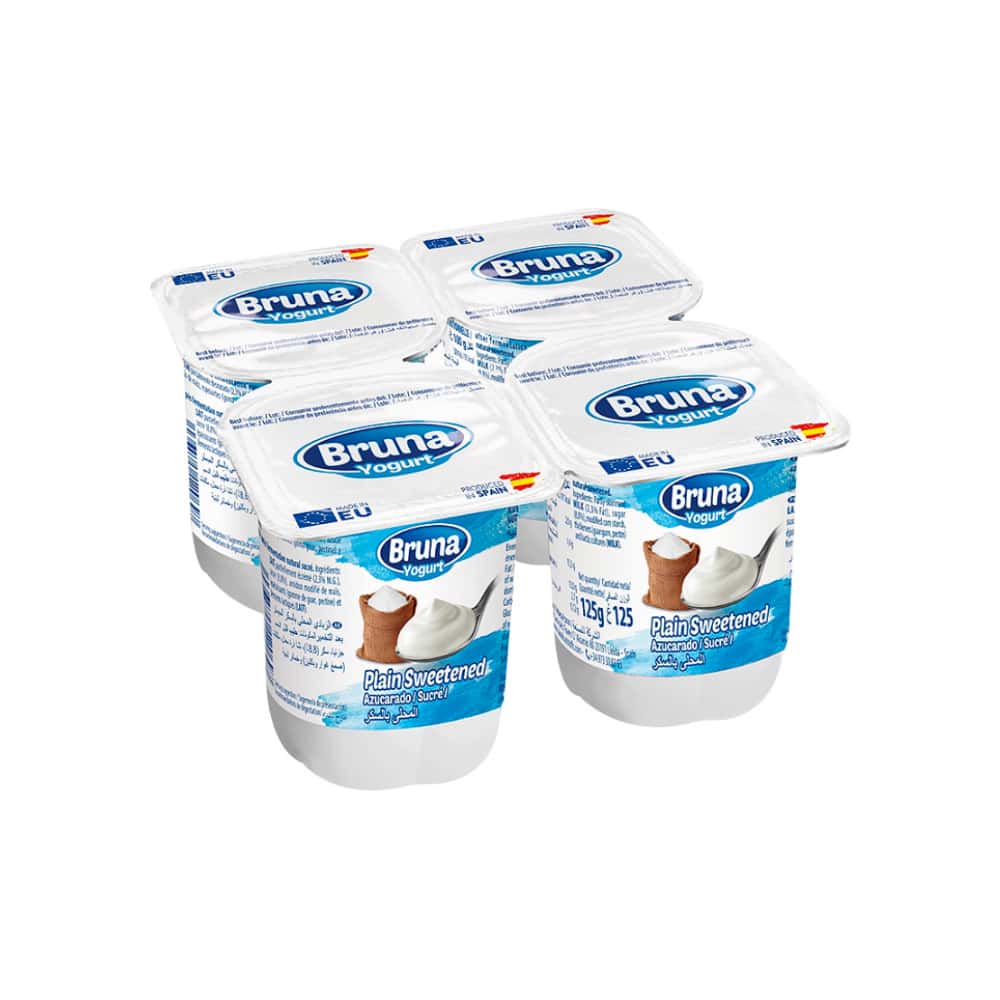 Yogurt pasteurizado natural azucarado Bruna (4 X 125 g / 4.41 oz) - Miniatura 1
