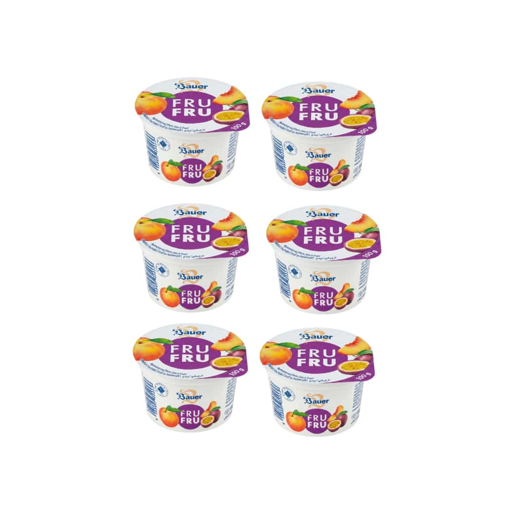 Yogur sabor melocotón-maracuyá Bauer Fru Fru (6 x 100g / 3.53oz) - Miniatura 1