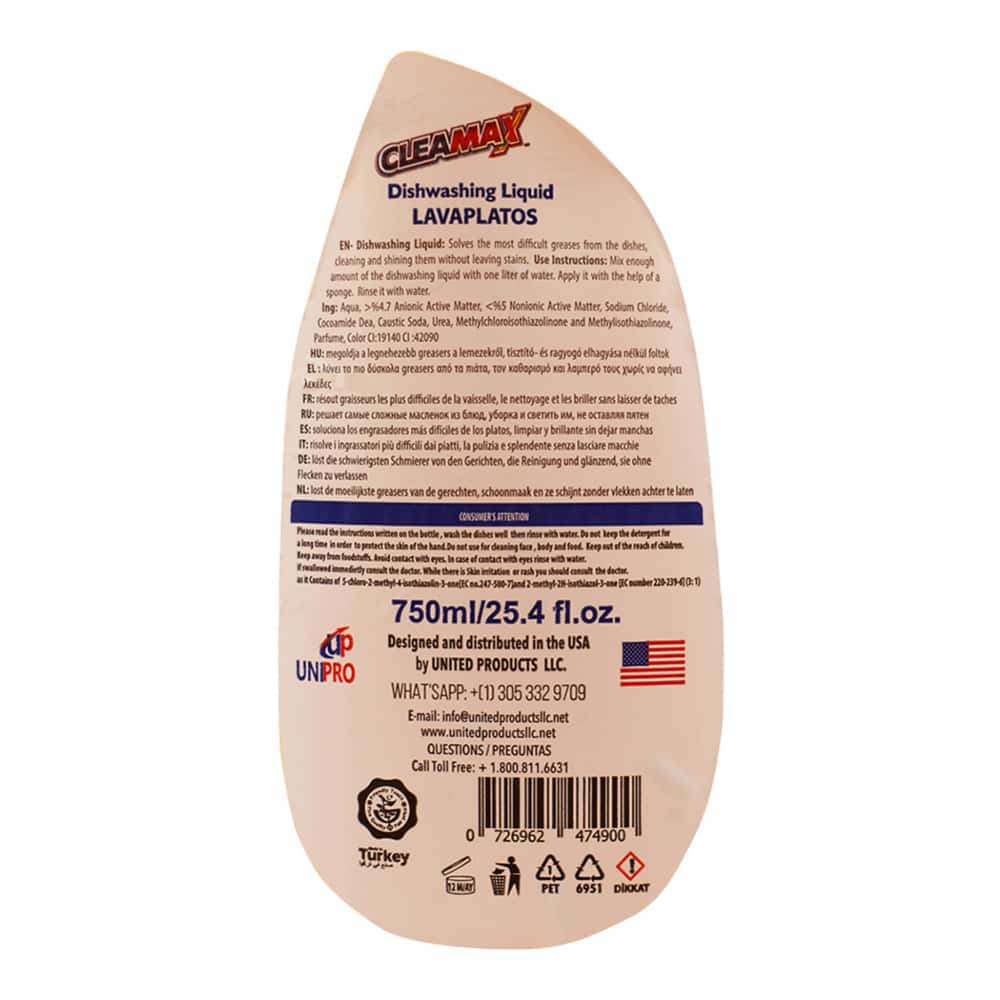 Detergente líquido lavavajillas aroma naranja Cleamax (750 ml) - Miniatura 3