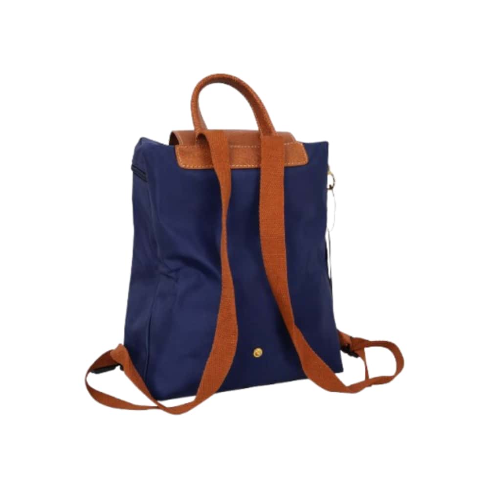 Mochila convertible de nailon azul marino con detalles en camel Isabella - Miniatura 4
