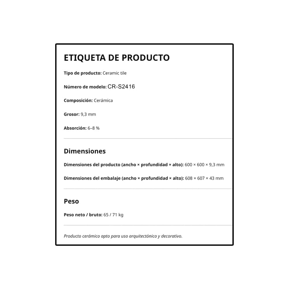 Caja de losas de cerámica pulida 600 mm x 600 mm Malu CR-S2416 (4 U) - Miniatura 3