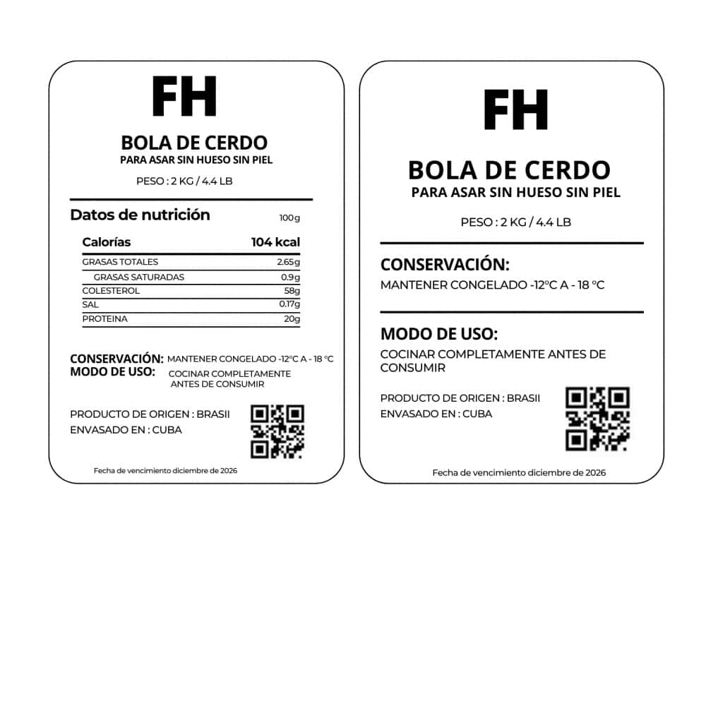 Bola de cerdo para asar sin piel y sin hueso Fresco Habana (2 kg / 4.4 lb) - Miniatura 4