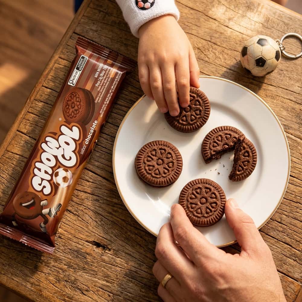 Galletas sabor chocolate rellenas con crema sabor a chocolate Show Gol (76 g / 2.68 oz) - Miniatura 4