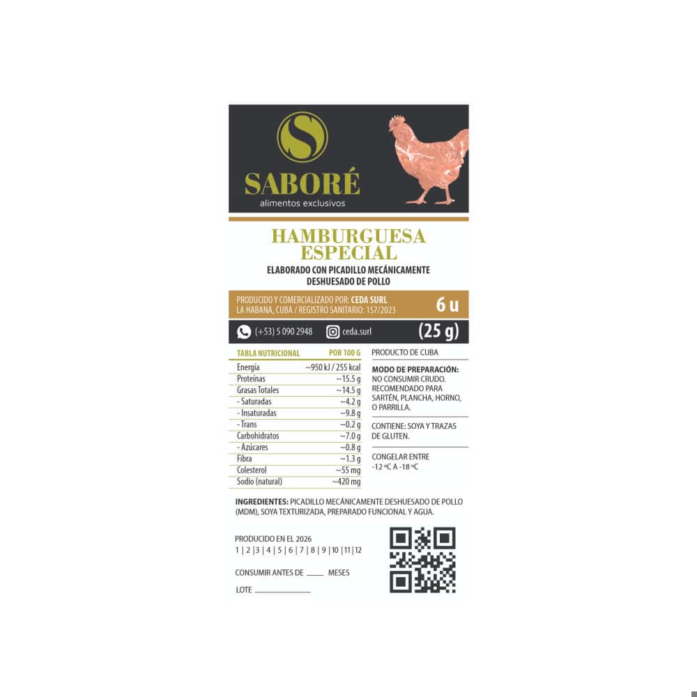 Hamburguesas de pollo Saboré (6 x 100 g / 3.52 oz) - Miniatura 2