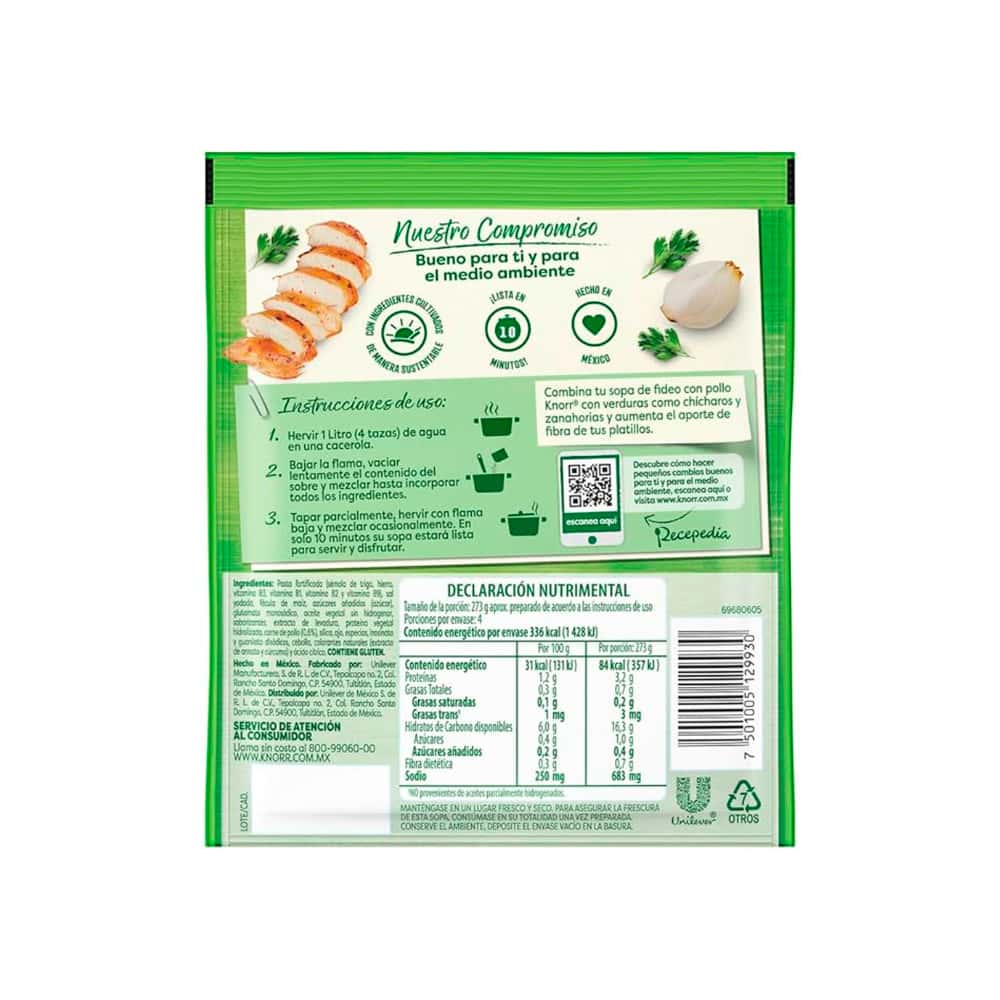 Sopa de fideo con pollos Knorr (95 g / 3.35 oz) - Miniatura 4