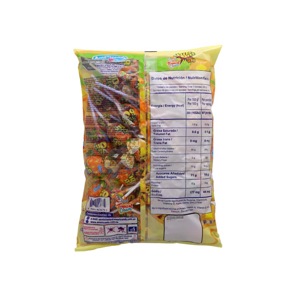 Paquete chupa chupa doble chicle XXL sabor malteada de piña Big bom (1.2 kg / 2.64 lb) - Miniatura 2