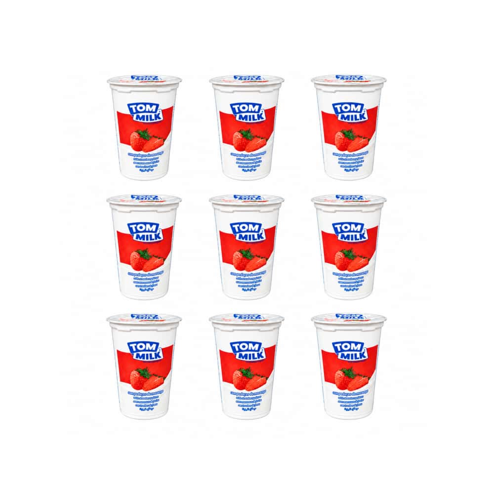Yogurt pasteurizado sabor fresa con trocitos de frutas Tom Milk (9 x 500 g / 1.10 lb) - Miniatura 1