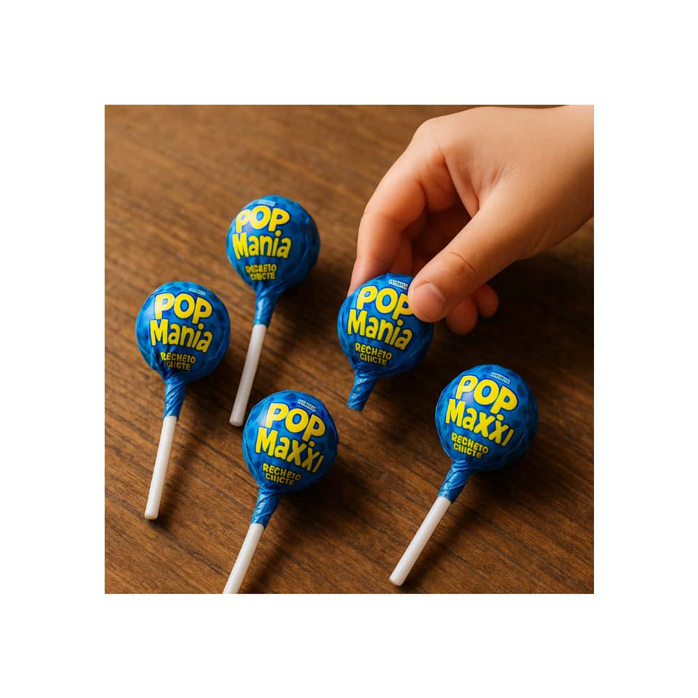 Chupa Chupa pinta lengua sabor frambuesa con relleno de chicle Pop Mania Maxxi (672 g / 1.48 lb) - Miniatura 5
