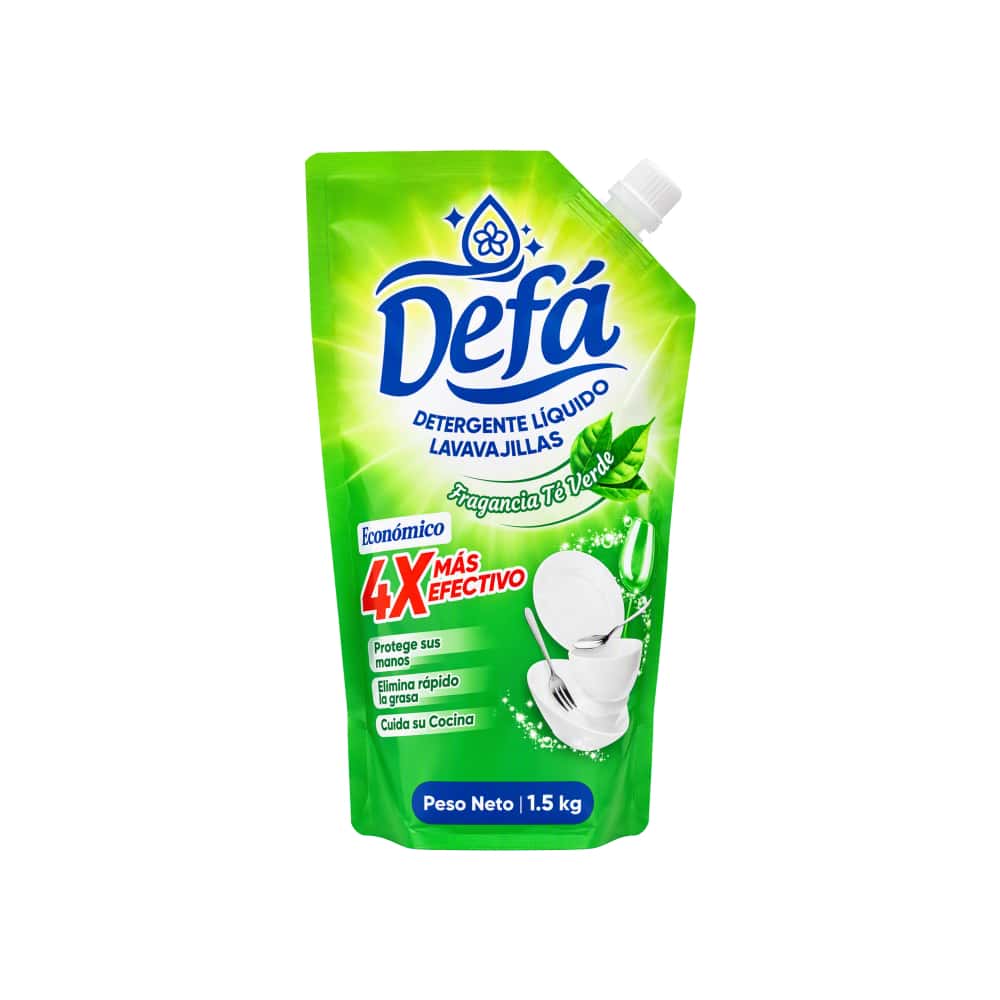 Detergente líquido lavavajillas fragancia Té Verde Defá (1.5 kg / 3.3 lb) - Miniatura 1