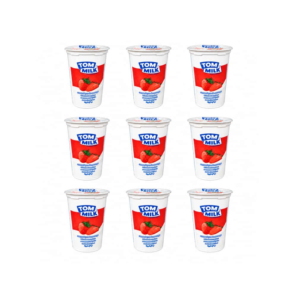 Yogurt pasteurizado sabor fresa con trocitos de frutas Tom Milk (9 x 500 g / 1.10 lb) - Miniatura 1
