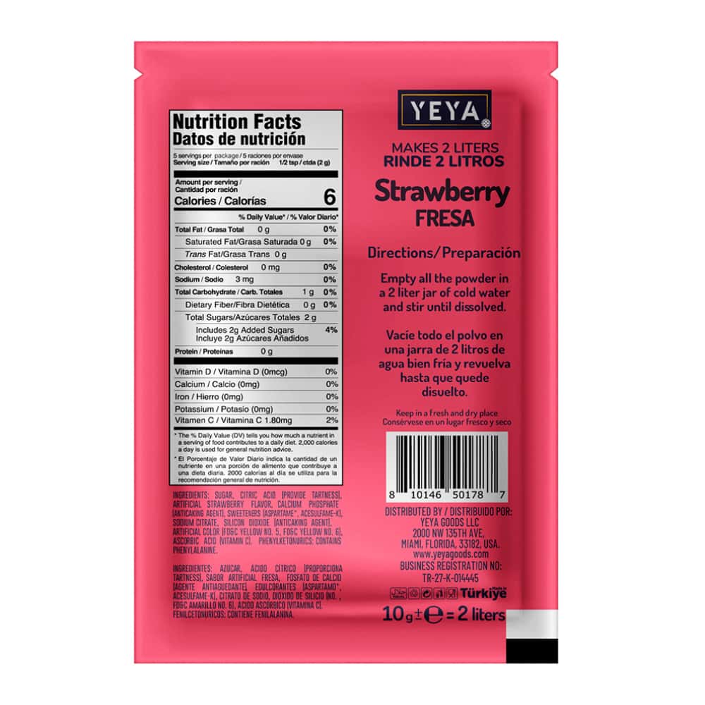 Refresco instantáneo sabor fresa YEYA (10 g) - Miniatura 2