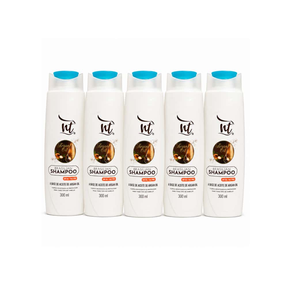 Champú brasileño a base de aceite de argan sin sal NT (5 x 300 ml / 10.58 fl.oz) - Miniatura 1