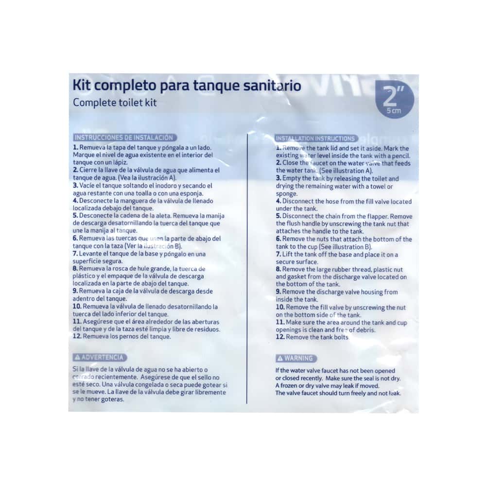 Kit de reparación completo para tanques de inodoro - herrajes de baño - de palanca o manija Griven - Miniatura 3