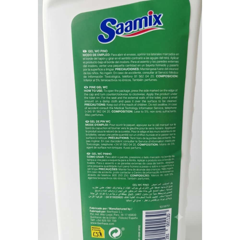 Gel limpiador para baños aroma pino Saamix (1 L) - Miniatura 3