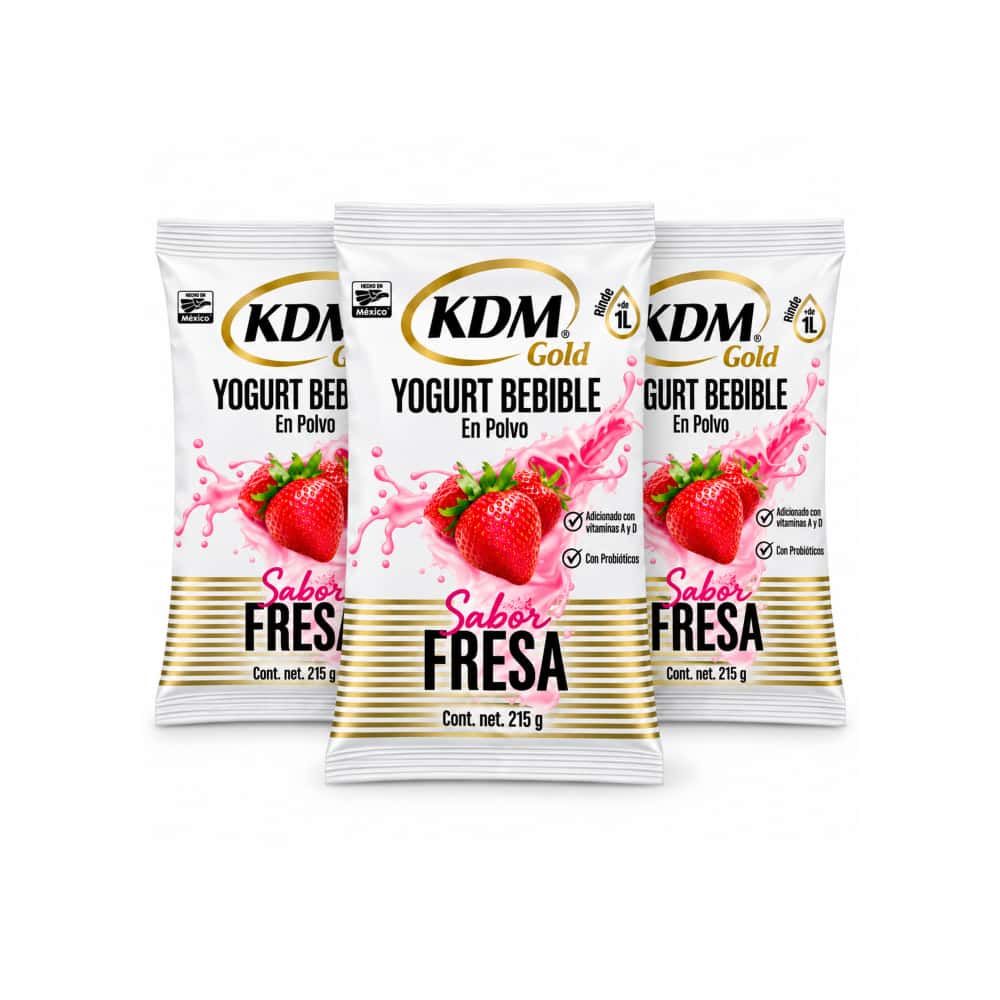 Yogurt bebible en polvo sabor fresa KDM Gold (3 x 215 g / 7.58 oz) - Miniatura 1