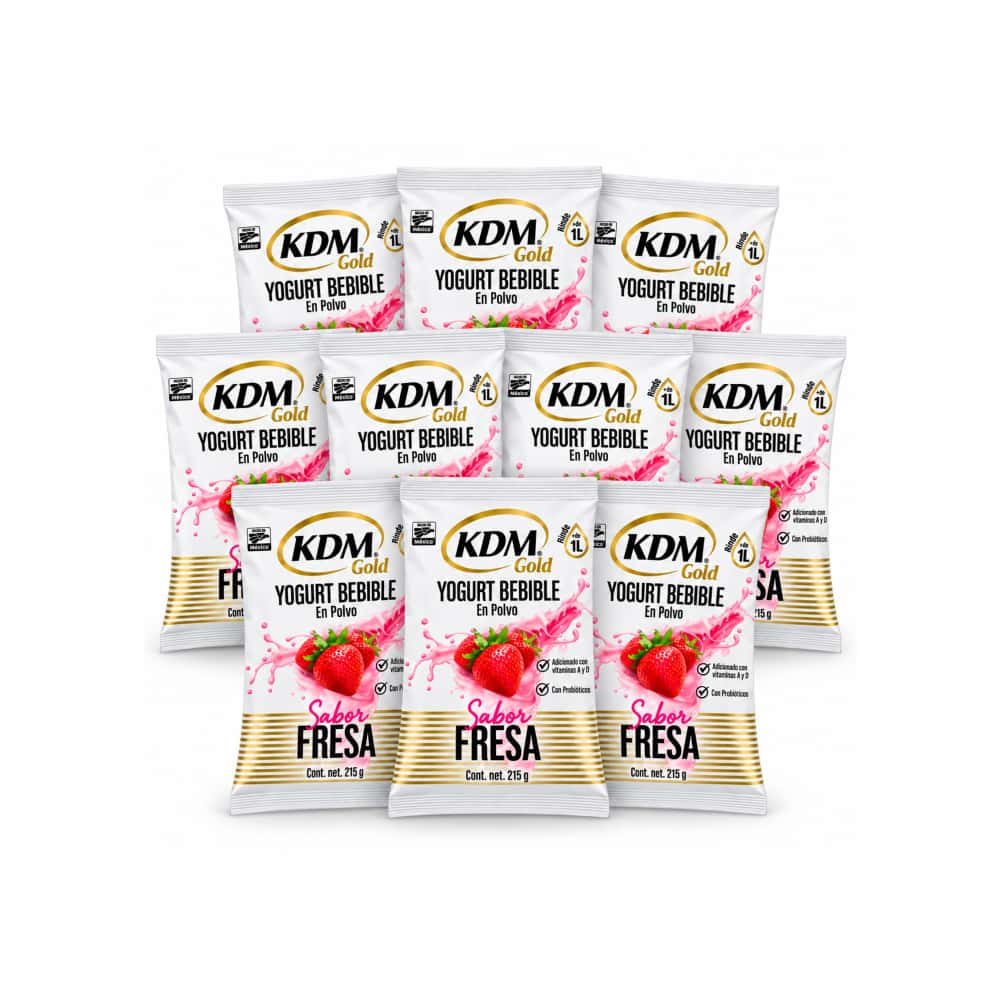 Yogurt bebible en polvo sabor fresa KDM Gold (10 x 215 g / 7.58 oz) - Miniatura 1