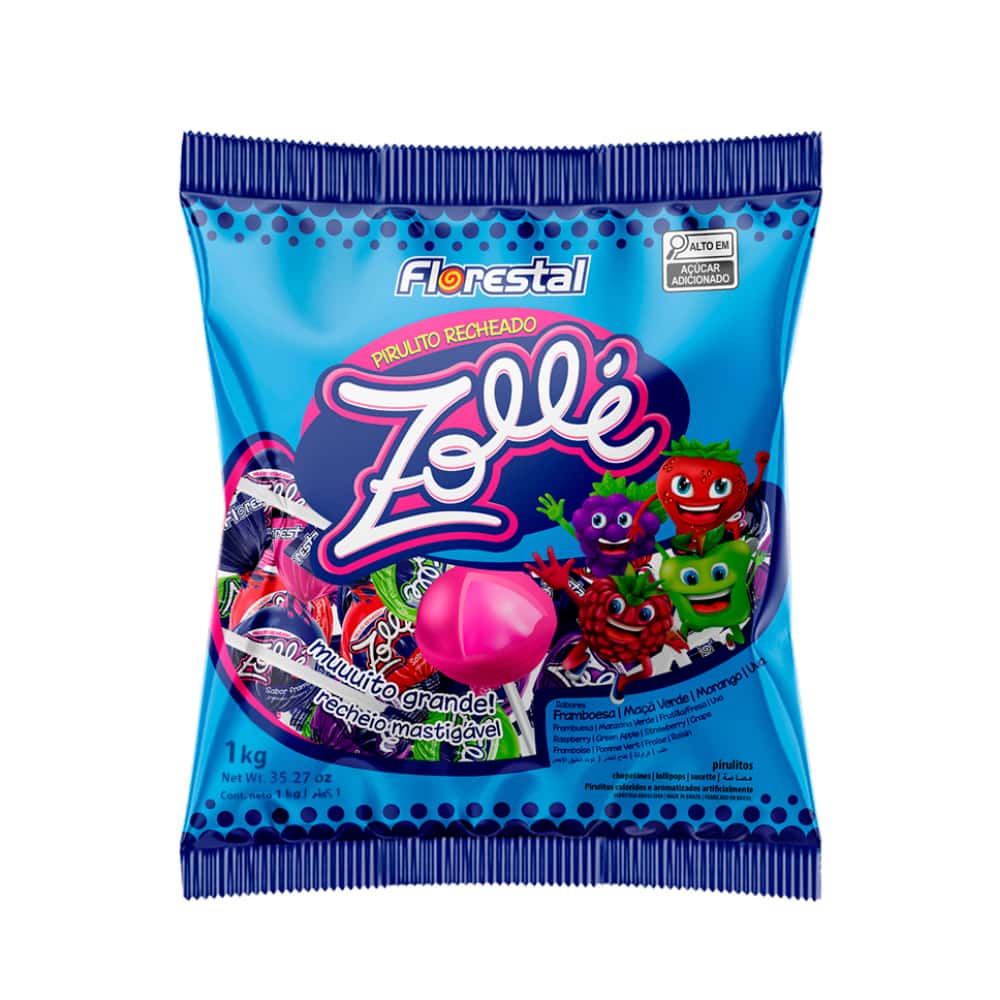 Paquete de chupa chupa relleno de chicle Florestal (1 kg / 2.20 lb) - Miniatura 1