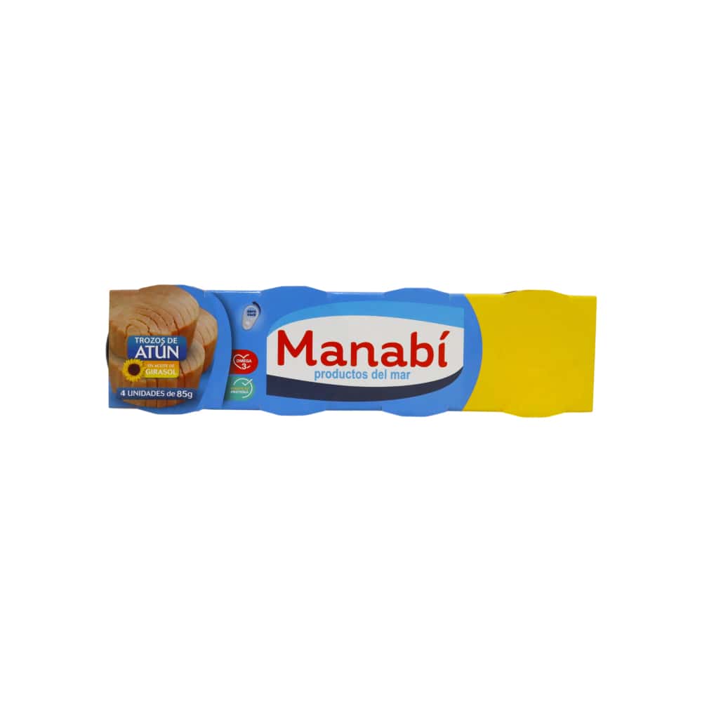 Atún en trozos en aceite de girasol Manabí (4 x 85 g / 3 oz) - Miniatura 1