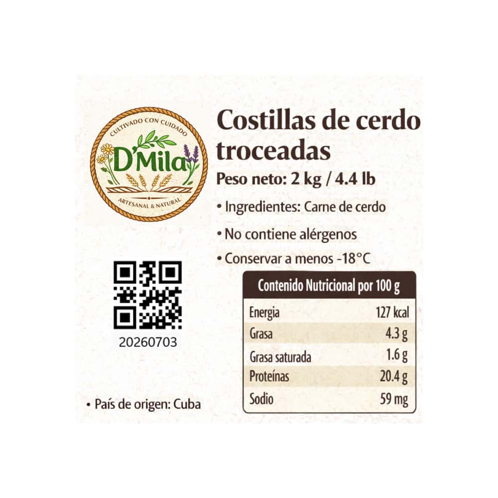 Costillas de cerdo troceadas D'Mila (2 kg / 4.4 lb) - Miniatura 4