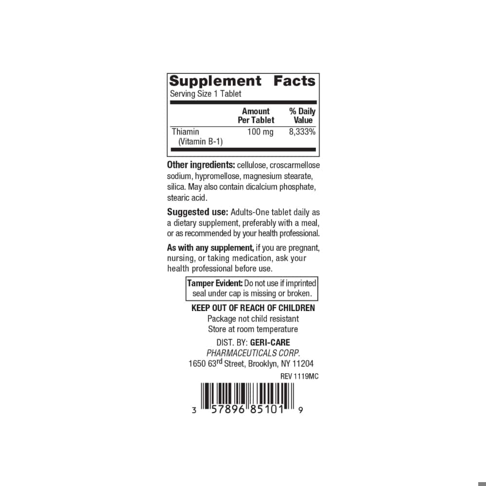 Vitamina B-1 100 mg Medline (100 tabletas) - Miniatura 2