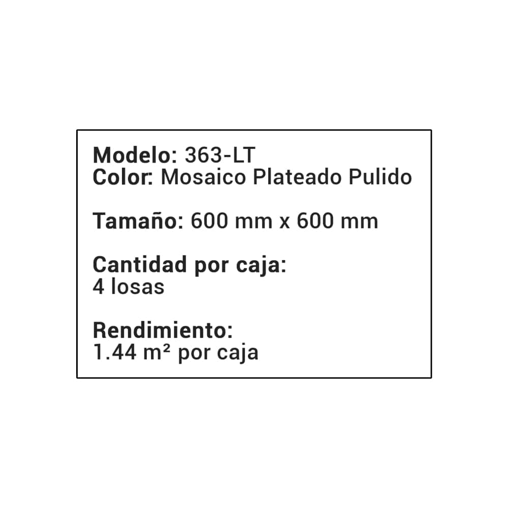 Caja de losas mosaico plateado pulido de porcelana esmaltada 600 mm x 600 mm Malu 363-LT (4 U) - Miniatura 4