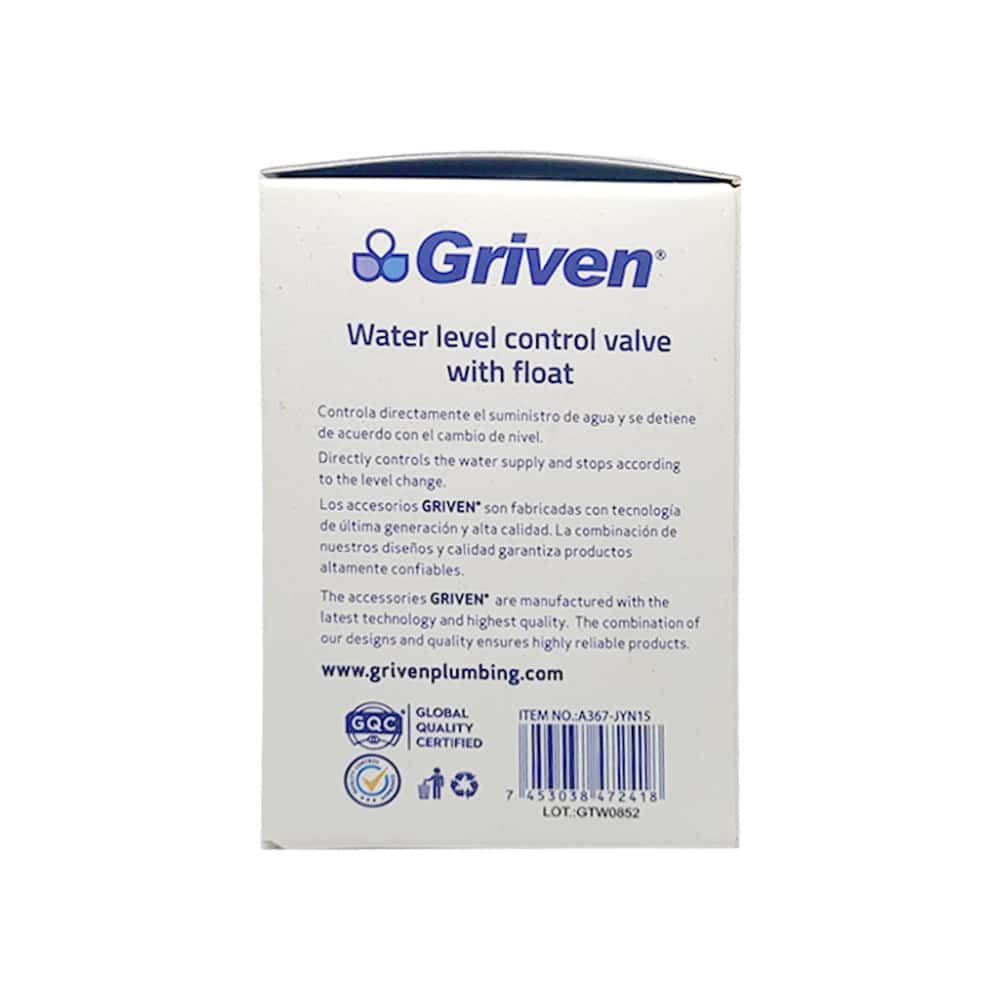 Válvula de control para nivel de agua de 1/2" Griven - Miniatura 3
