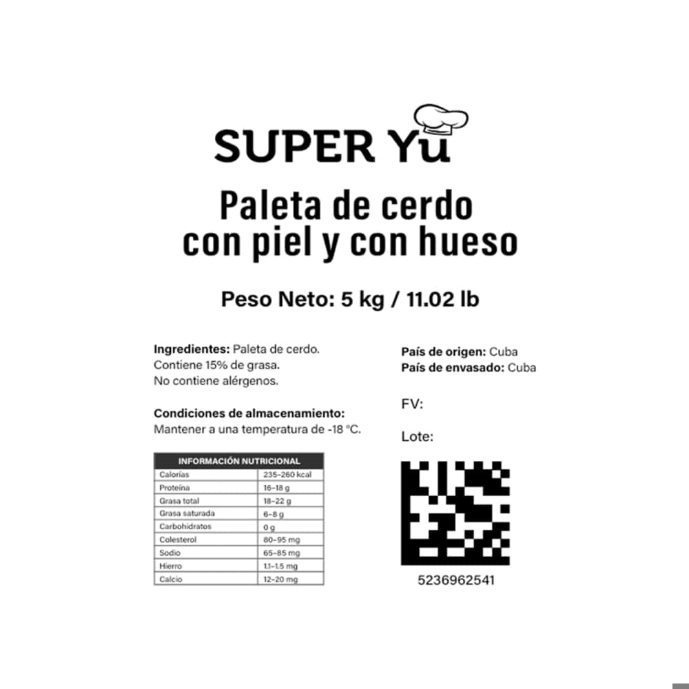 Paleta de cerdo con piel y hueso Super Yu (5 kg / 11.02 lb) - Miniatura 3