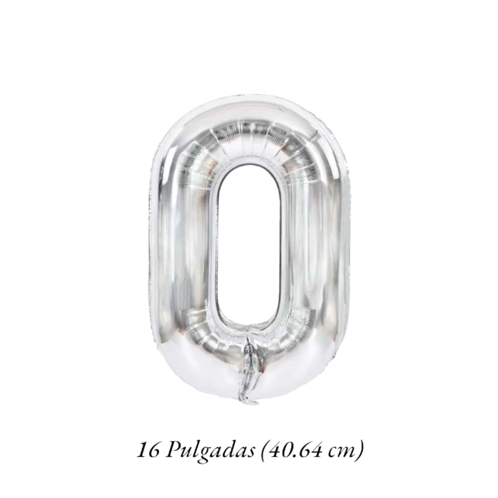Globo plateado 16" Número 0 Balloon - Miniatura 2