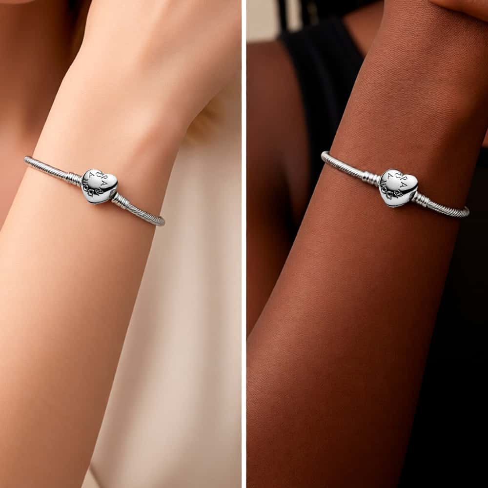 Pulsera de plata S925 estilo Pandora Moments con cierre de corazón (18 cm) - Miniatura 3