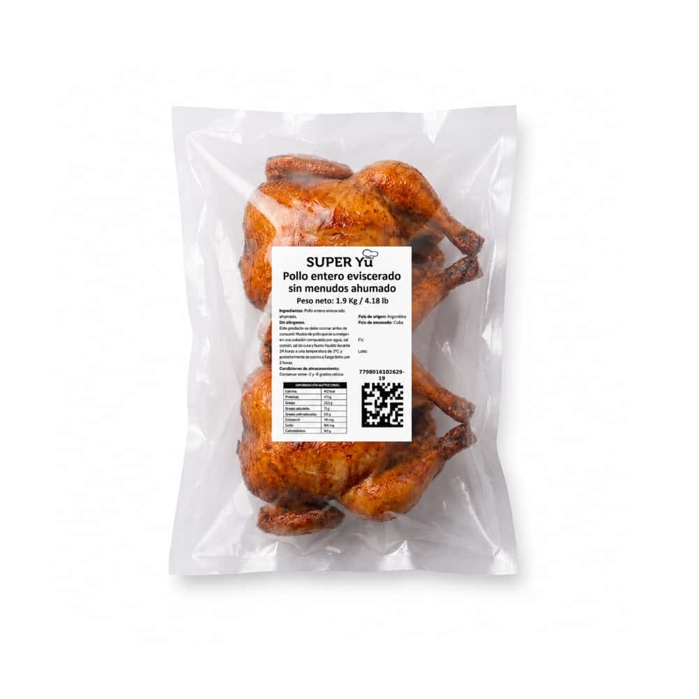 Pollo entero eviscerado sin menudos ahumados Super Yu (1.9 kg / 4.18 lb) - Miniatura 4