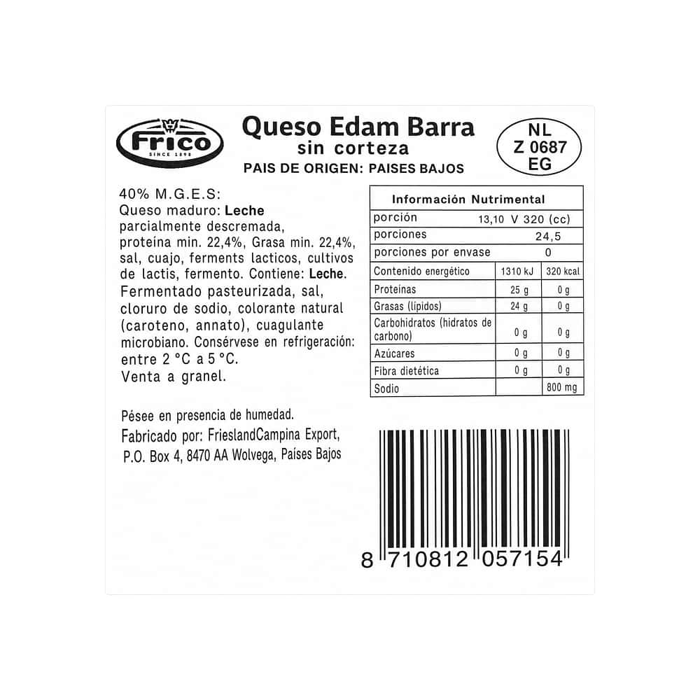 Queso Edam Barra sin corteza Frico (3 kg / 6.6 lb) - Miniatura 2