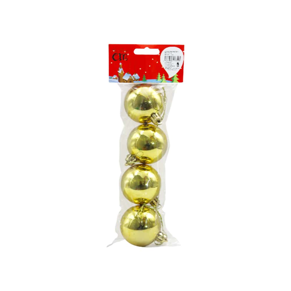 Set 4 bolas de Navidad color doradas con brillo de 5 cm Casa y Menaje - Miniatura 3