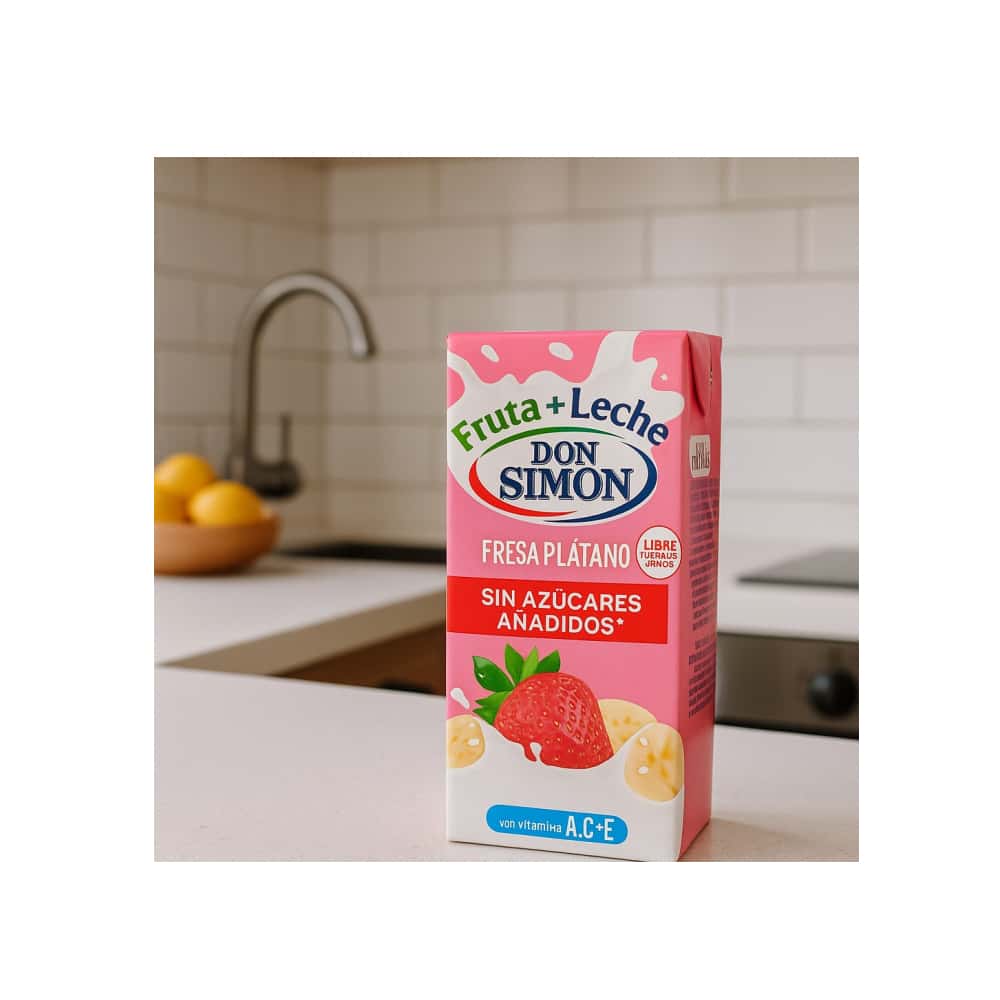 Bebida refrescante mixta de zumo de fruta + leche de sabor fresa plátano Don Simon (6 x 200 ml) - Miniatura 5