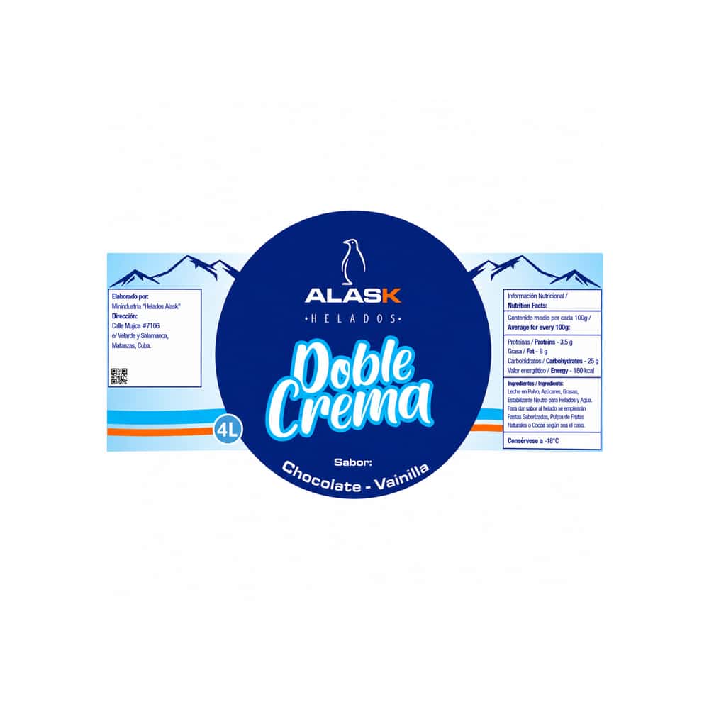 Helado doble crema sabor chocolate y vainilla Alask (4 L) - Miniatura 2