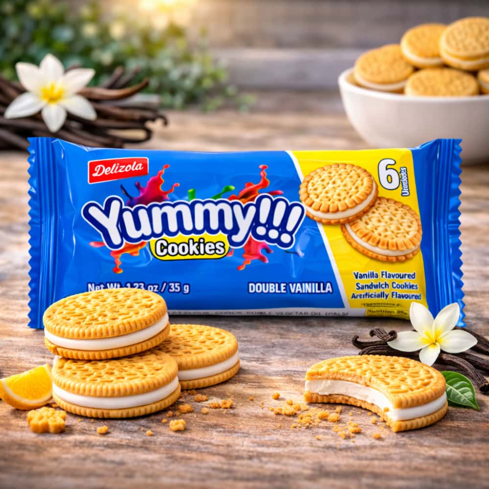 Galletas sándwich de vainilla rellenas de crema sabor a vainilla Delizola (35 g / 1.23 oz) - Miniatura 5