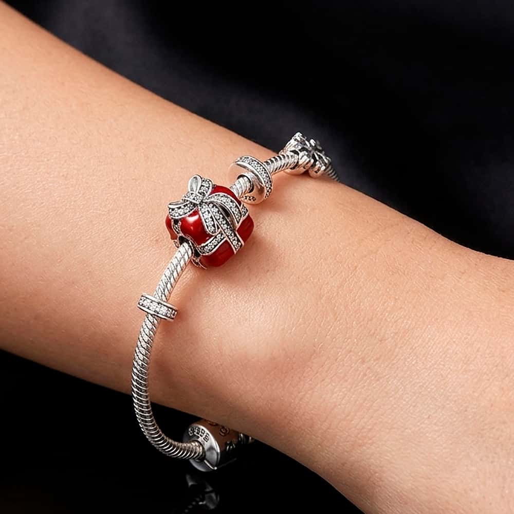 Charm de plata S925 estilo Pandora regalo rojo - Miniatura 3